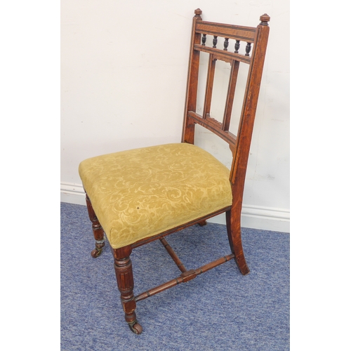 273 - A set of five (4 + 1) late 19th century solid oak and ebonised dining chairs in the Aesthetic style ... 