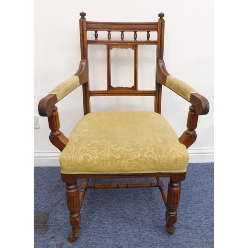 273 - A set of five (4 + 1) late 19th century solid oak and ebonised dining chairs in the Aesthetic style ... 