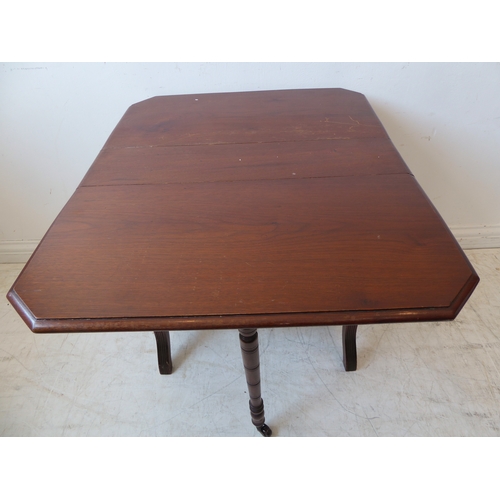 297 - An Edwardian period walnut Sutherland table with unusual pierced rectangular stretcher (74cm leaves ... 