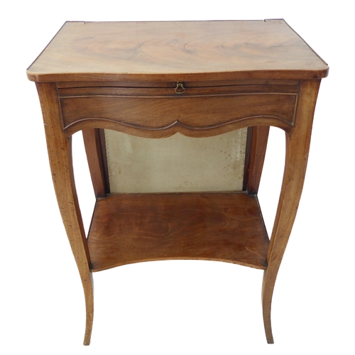 360 - An unusual Hepplewhite period flame mahogany veneered lady's writing desk: the rear section with ris... 