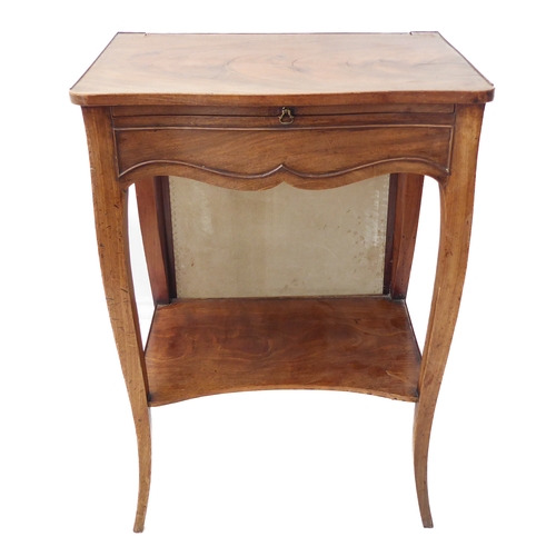 360 - An unusual Hepplewhite period flame mahogany veneered lady's writing desk: the rear section with ris... 