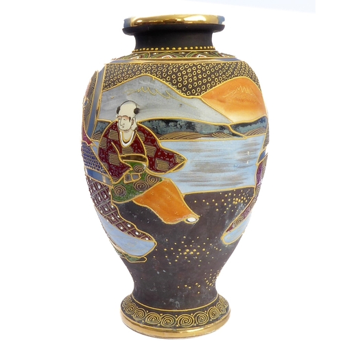 42 - A large decorative early 20th century Japanese satsuma vase (32 cm high)