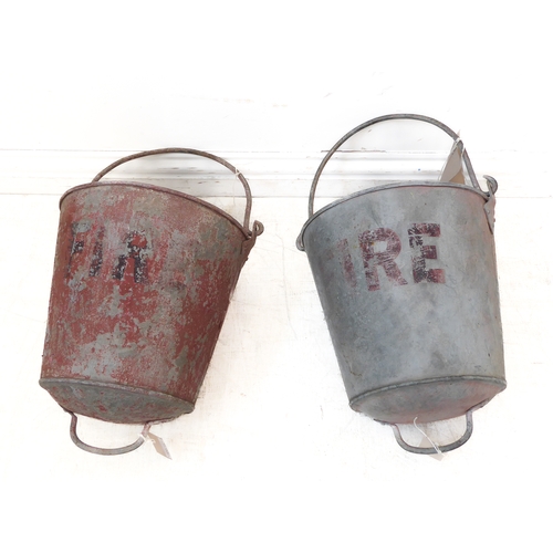 440 - Two early to mid 20th century metal fire buckets with swing-handles (for restoration)