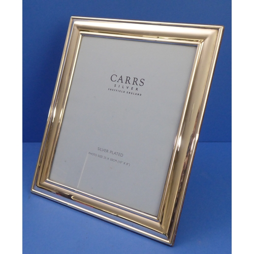 85 - Two Carrs silver-plated easel picture frames with wooden backs (32 x 27cm and 22.5 x 7.5cm)