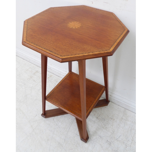 336 - An Edwardian period mahogany, satinwood crossbanded and chequer strung octagonal occasional table: s... 