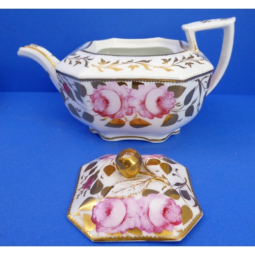 13 - A large and extensive early 19th century Spode tea service, each piece decorated in enamels with pin... 