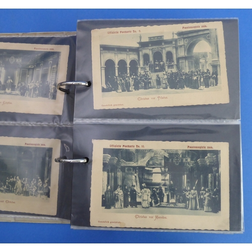 193 - A vellum-bound postcard album containing a selection of colour and monochrome postcards to include V... 