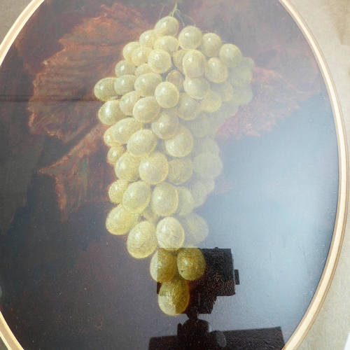 216 - An oval oil on card study of green grapes, later glazed gilt frame (image size 37cm x 27cm)