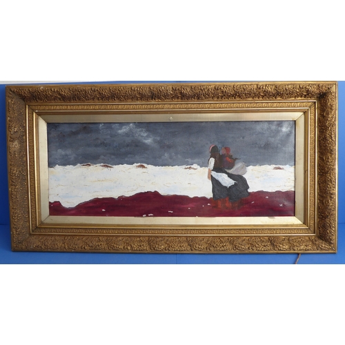 221 - After WINSLOW HOMER (American 19th century), 'Two figures by the sea' - gilt framed oil on canvas (r... 