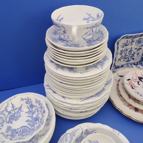 30 - A large section of mostly 19th century blue-and-white ceramics