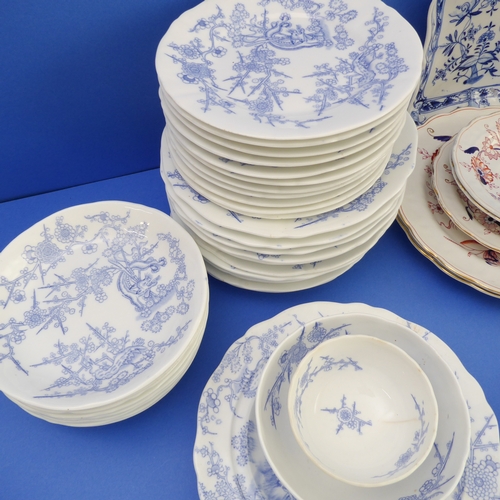 30 - A large section of mostly 19th century blue-and-white ceramics