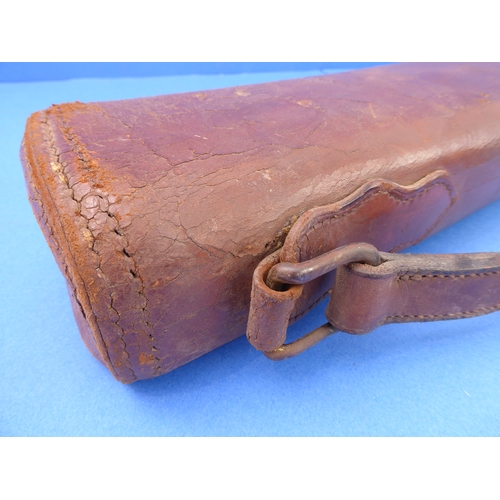 205 - Three leg o' mutton leather gun cases (one for repair)