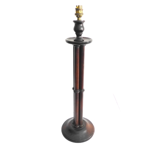 438 - A modern table lamp modelled as a 19th century mahogany cluster column (58cm high including electric... 