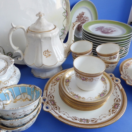 29 - A selection of various ceramics to include a part tea/dessert service, hand-gilded and decorated in ... 