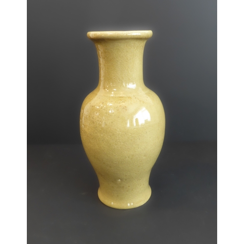 35 - A 19th century Chinese ceramic vase decorated in a celadon glaze (38cm high)