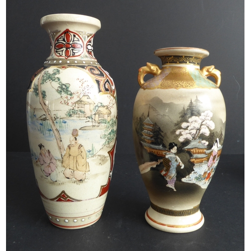 49 - Various ceramics comprising:
 an early 20th century hand-gilded and decorated Japanese two-handled s... 