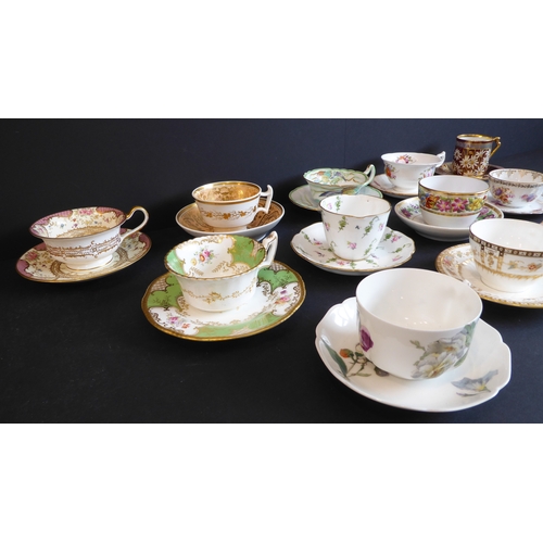 7 - A selection of mostly late 19th to early 20th century decorative cups and saucers to include Royal W... 