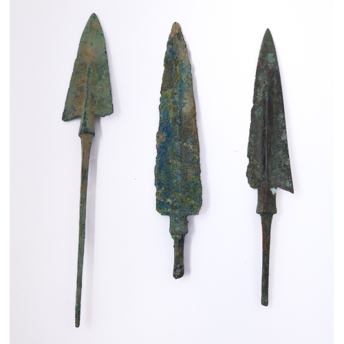 96 - Three Bronze Age spear heads circa 900BC (3)