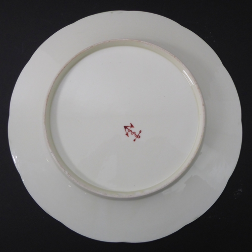 43 - Six porcelain cabinet plates in the Chelsea style (probably continental): white ground with yellow b... 