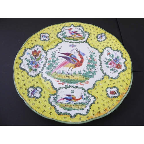 43 - Six porcelain cabinet plates in the Chelsea style (probably continental): white ground with yellow b... 