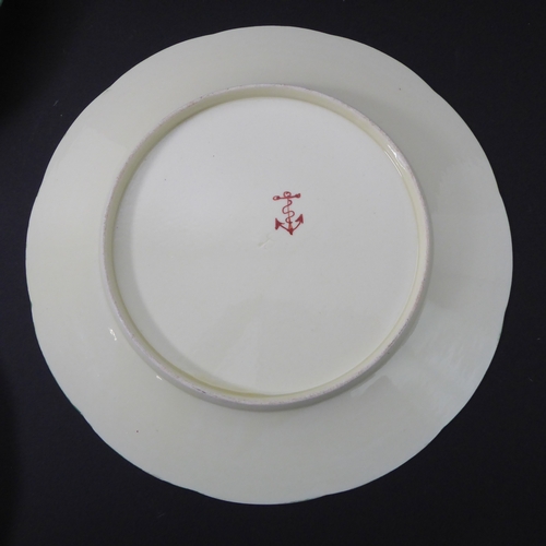 43 - Six porcelain cabinet plates in the Chelsea style (probably continental): white ground with yellow b... 