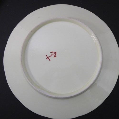 43 - Six porcelain cabinet plates in the Chelsea style (probably continental): white ground with yellow b... 