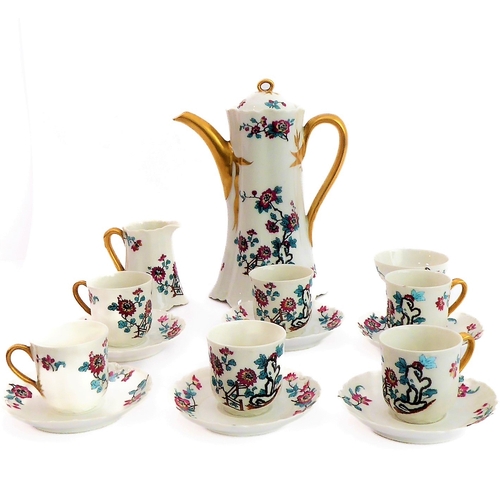 13 - A Haviland (France) Limoges fine porcelain coffee service comprising coffee pot of waisted reeded fo... 