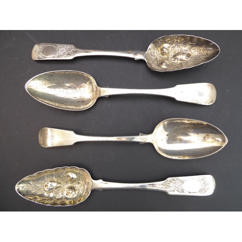 193 - An early 19th century hallmarked-silver fiddle pattern serving-spoon together with a matched Victori... 