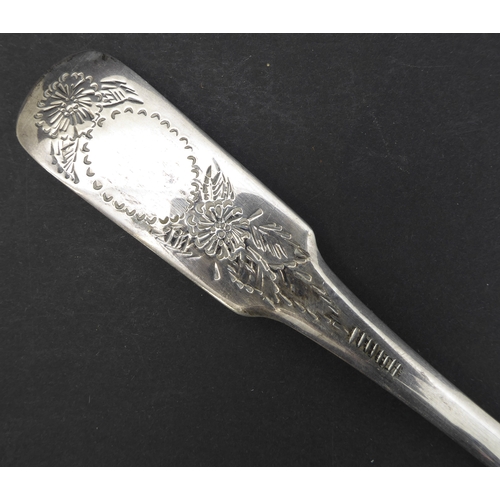 193 - An early 19th century hallmarked-silver fiddle pattern serving-spoon together with a matched Victori... 