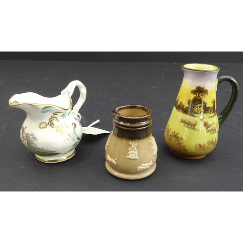 28 - Eleven miniature ceramics to include:
 a pair of 19th century Staffordshire-style recumbent lambs (1... 