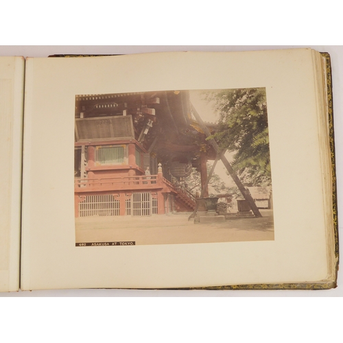 398 - A fascinating late 19th century Japanese folio of high-definition colour plates depicting figures, s... 