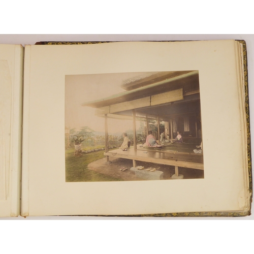 398 - A fascinating late 19th century Japanese folio of high-definition colour plates depicting figures, s... 
