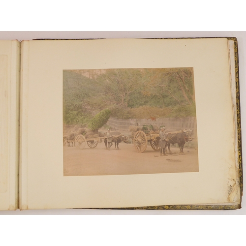 398 - A fascinating late 19th century Japanese folio of high-definition colour plates depicting figures, s... 