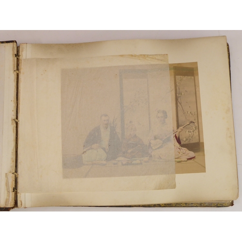 398 - A fascinating late 19th century Japanese folio of high-definition colour plates depicting figures, s... 