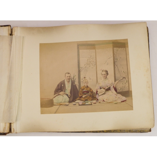 398 - A fascinating late 19th century Japanese folio of high-definition colour plates depicting figures, s... 