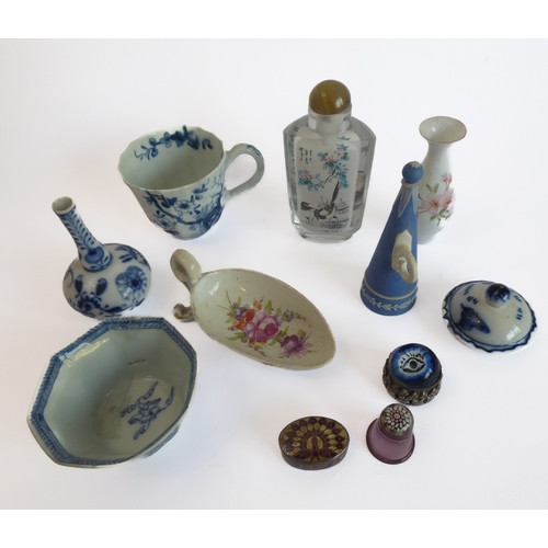 9 - An interesting selection of ceramics and associated to include an 18th century English cup, an 18th/... 