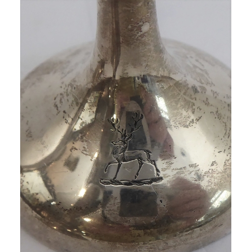 209 - A pair of hallmarked-silver bud vases engraved with armorial crest, together with another smaller ex... 