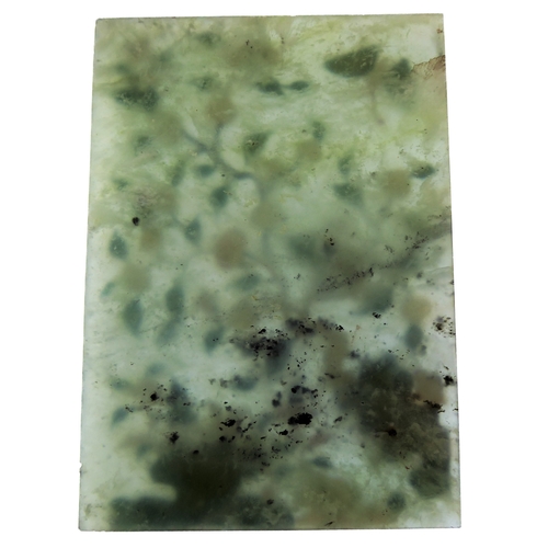 358 - Qing Dynasty, a Chinese mottled celadon jade table screen inlaid with various hardstones including l... 
