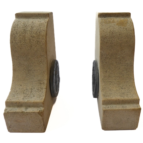 367 - An unusual pair of heavy Portland stone bookends made from stone from the Houses of Parliament after... 