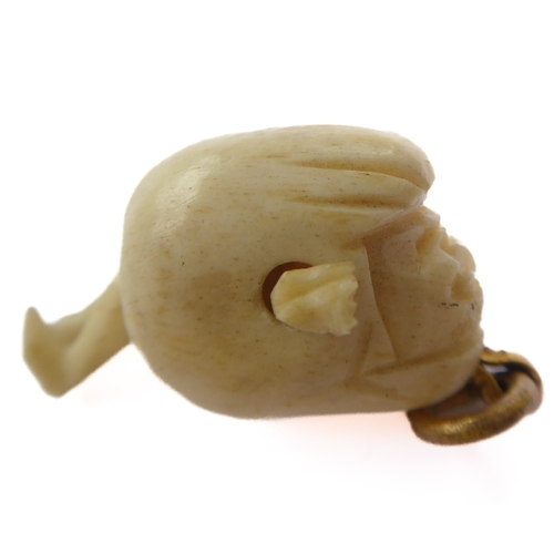 400 - A Qing Dynasty carved Chinese celadon jade model of a recumbent water buffalo (6.5cm), together with... 