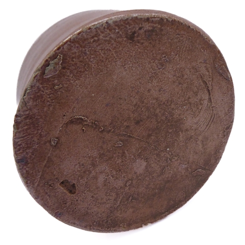 55 - Seven salt-glazed stoneware ale tankards each with ribbed strap handles, together with a Doulton Lam... 