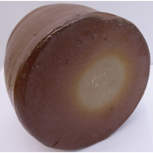 55 - Seven salt-glazed stoneware ale tankards each with ribbed strap handles, together with a Doulton Lam... 