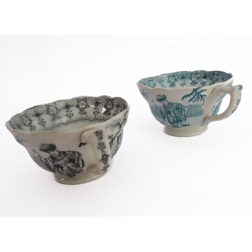 38 - Early/mid 19th century ceramics to include various cups, bowls, saucers, a leaf-shaped cup with hand... 