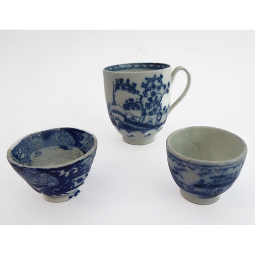 38 - Early/mid 19th century ceramics to include various cups, bowls, saucers, a leaf-shaped cup with hand... 