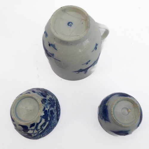 38 - Early/mid 19th century ceramics to include various cups, bowls, saucers, a leaf-shaped cup with hand... 