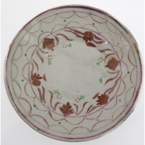 38 - Early/mid 19th century ceramics to include various cups, bowls, saucers, a leaf-shaped cup with hand... 