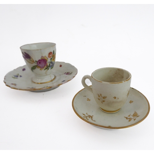 38 - Early/mid 19th century ceramics to include various cups, bowls, saucers, a leaf-shaped cup with hand... 