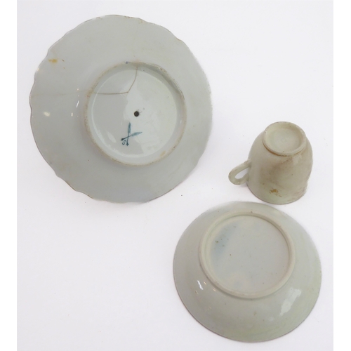 38 - Early/mid 19th century ceramics to include various cups, bowls, saucers, a leaf-shaped cup with hand... 