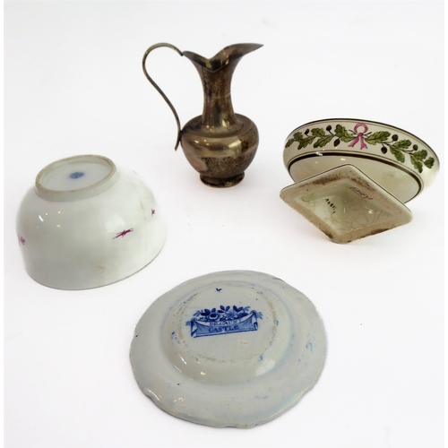 38 - Early/mid 19th century ceramics to include various cups, bowls, saucers, a leaf-shaped cup with hand... 