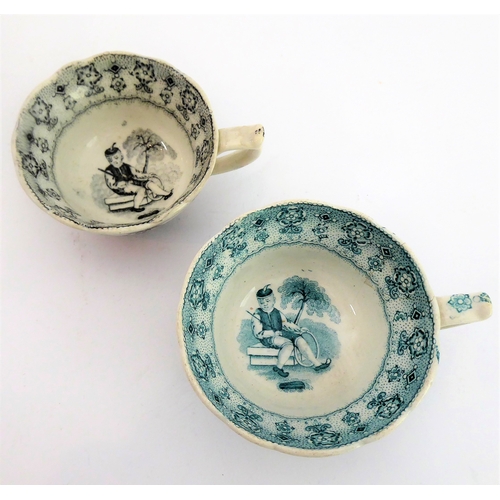 38 - Early/mid 19th century ceramics to include various cups, bowls, saucers, a leaf-shaped cup with hand... 